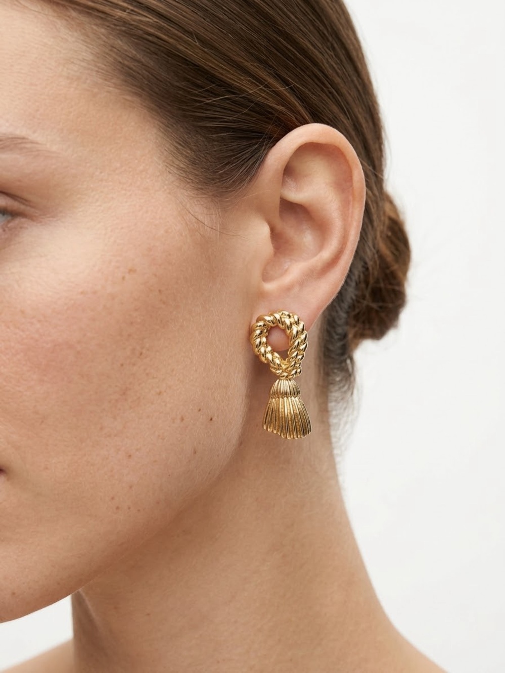 Gold Rope Knot Tassel Drop Earrings - Women Jewelry